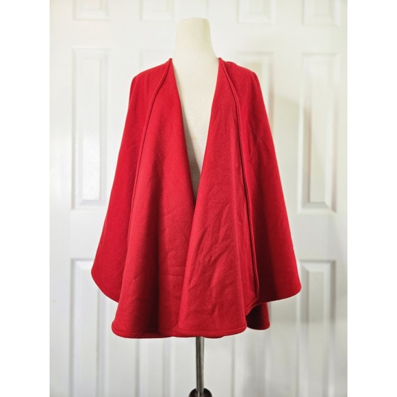 VTG Jimmy Hourihan Ireland Red Cashmere Wool‎ Lambswool Coat Poncho One Size F - Picture 1 of 7